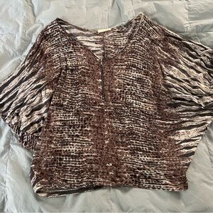 Lush Zebra Print Blouse in Brown and Black
